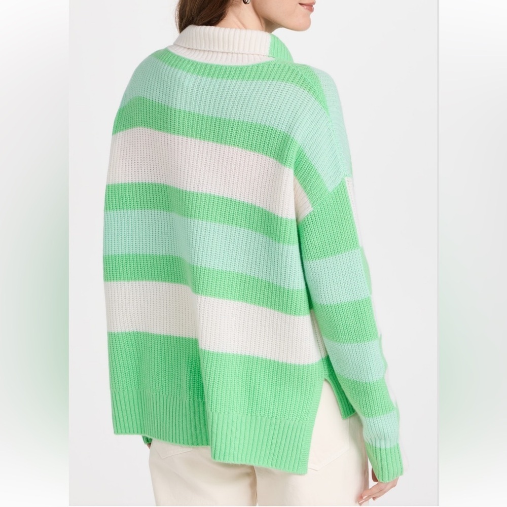 Solid & Striped Nwt Adriana Quarter Zip Sweater Stripes Ribbed Wool Cashmere — image 2 of 8